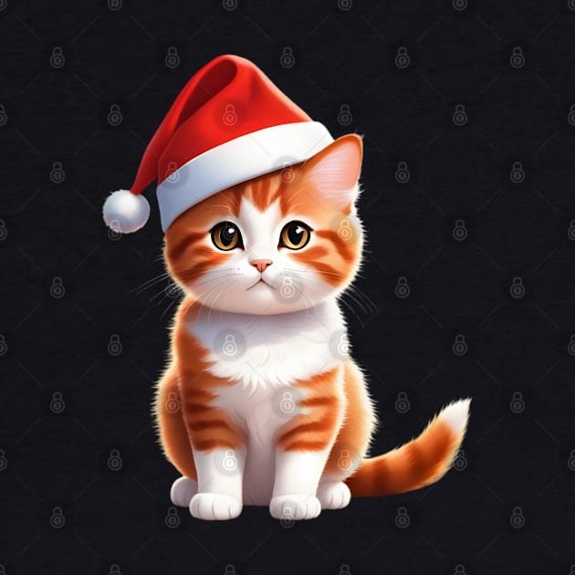 A Cute Christmas Cat Wearing Santa Hat by HappyDigitalPOD